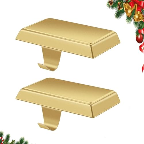Guojanfon Christmas Stocking Holders Mantel Stocking Hangers Metal Hanging Hooks Stocking Holders Bases for Fireplace Free Standing Christmas Xmas Party Decoration (Black) (Mantel Gold 2pcs, 2) by Guojanfon - Used condition - CA$25.90