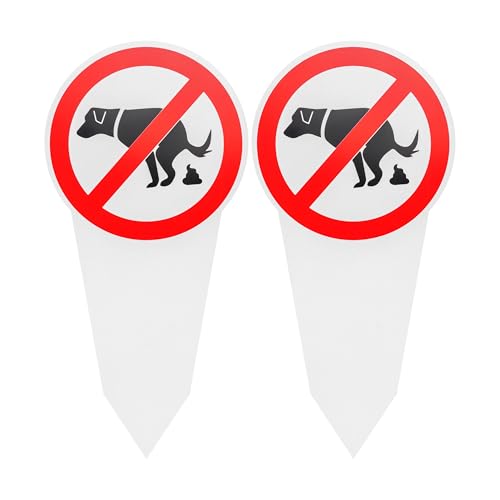 Cartello a innesto Qui non c'è la lettiera del cane!, 2 pz, 30,75 x 15 cm, cartello in PVC spesso 2,7 mm con picchetto a terra, Cartello Non c'è il cane, Cartello di avvertimento per feci di cane