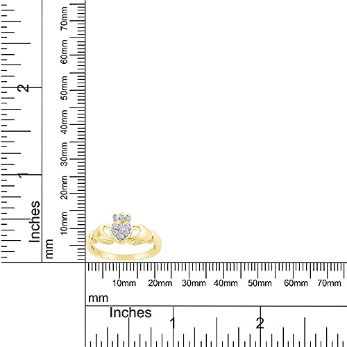 AFFY 1/10 Carat Round Cut White Natural Diamond Claddagh Ring In 14K Gold Over Sterling Silver (Clarity : I2-I3, Color : J-K, 0.1 Cttw)3