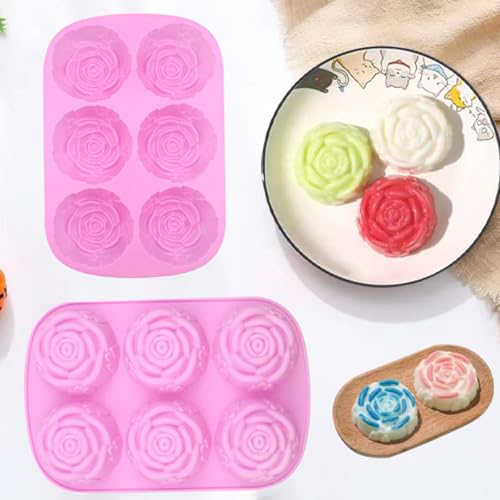 HYCSC Silicone Rose Molds - 6 Cavity Silicone Flower Mold, Non-Stick Large Rose Chocolate Molds, Great for Ice Cube Tray, Candy Mold, Resin Mold, Handmade Soap Mold (3Pcs) by HYCSC - Image 5