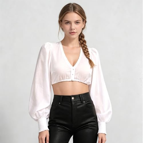 Camisa corta tradicional bávara cómoda para evitar rozaduras debajo del dirndl 6