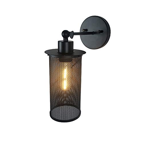 Lámpara de Pared de la Jaula de Alambre de Alambre de Alambre de Pared de Pared E27 Negro de Metal de Hierro Negro Luz de Pared Industrial Tombre de luz de Red de Red de Hierro - Implaz