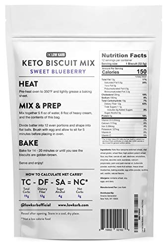 Low Karb - Keto Biscuits Mix - Low Carb Food - Easy to Bake - Perfect for Breakfast - Only 2g Net Carbs (Butter) (11.35 oz) (Blueberry) - Thumbnail 2