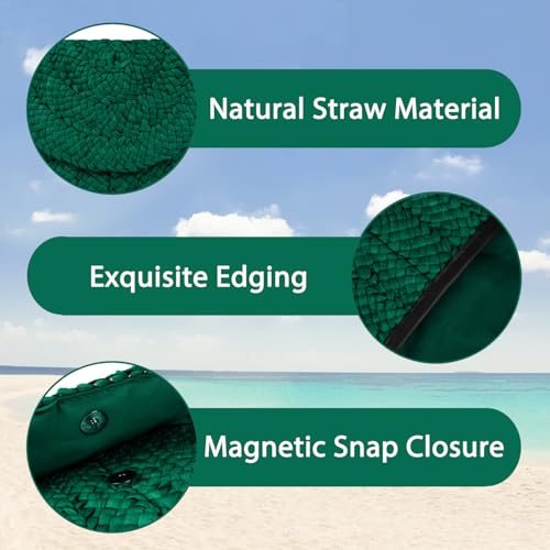 Image of Straw Clutch Bag for Women Envelope Woven Clutch Handbag Summer Beach Purse