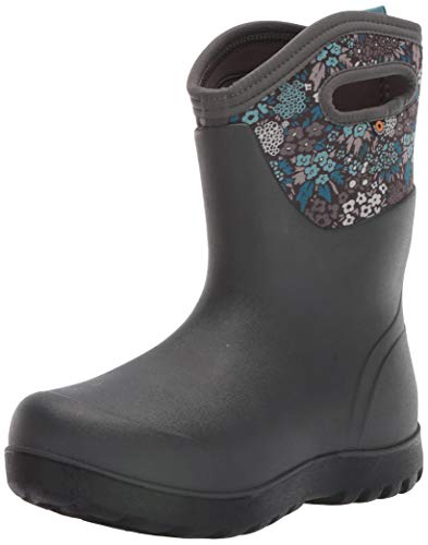 Bogs Womens Neo-Classic Mid Waterproof Rain Boot, Garden Print - Gray Multi, 7