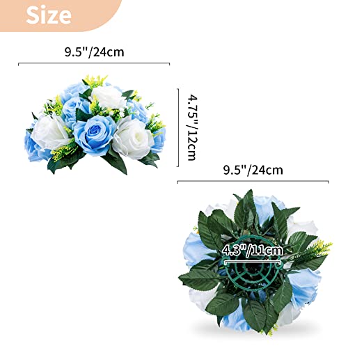 Image of NUPTIO Flower Balls for Wedding Table Centerpieces, Blue & White Fake Rose
