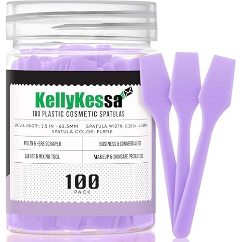 100 PCS Cosmetic Spatula, 2.5" Make Up Disposable Plastic Spatula, Facial Cream Mask Scoop, Skin Care Plastic Spoon for Mixing & Sampling Cover