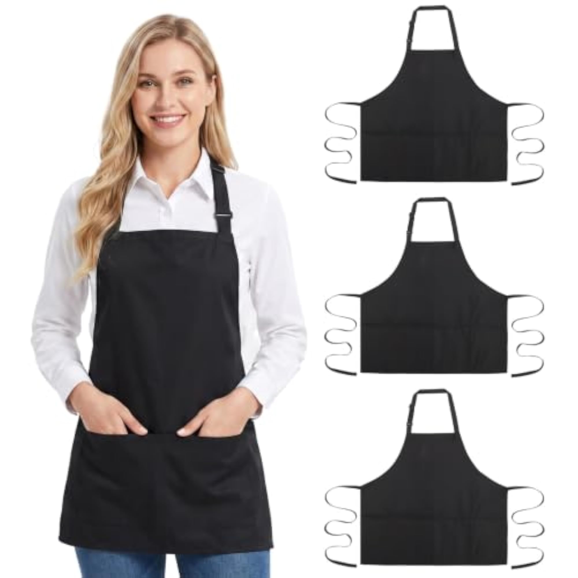 3 Pack Adjustable Bib Apron Chef Kitchen Unisex