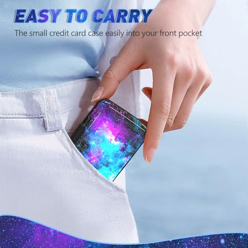 Stylish Mini RFID Blocking Aluminum Card Wallet - Secure Slim Business Card Holder for Men and Women, Nebula Galaxy Design - Image 6