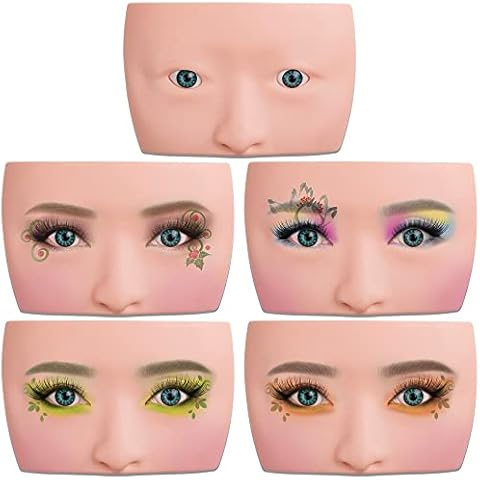 WBCBEC 1PCS Makeup Practice Face, 3D Board Realistic Pad for Makeup Artist Board, Eyeshadow Eyeliner Eyebrow Lash Mapping Realistic Face Skin Eye Make up Practice Model for Beginners (Big Eyes) Cover