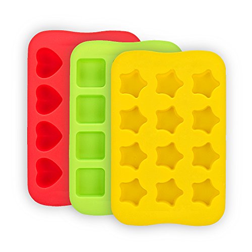 Candy Chocolate Molds Silicone 3 Pack Diy Mold Use For Cake Jelly Gummy Pudding And Ice Cube Tray Including Hearts Stars Squares Round Mini Muffin Pan #TOP7