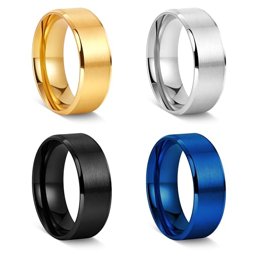 Mens Rings Wedding Band, Stainless Steel Rings for Men, Simple Brushed Waterproof Non-Tarnish Jewelry Size 6-15