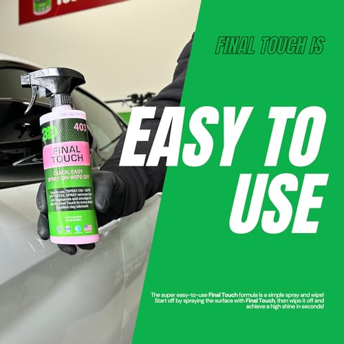 3D Final Touch Waterless Car Wash with Wax Protection | Quick Auto Detail | Dry Wash & Express Wax | Works on Paint, Glass & Chrome (16oz.)