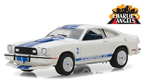 Greenlight 1/64 Ford Mustang II Cobra II 1976 – Charlie's Angels Chase Car, Miniature Neuve