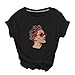 Produktbild Ulanda Damen T Shirt Kurzarm Tops Damen Oberteile Einfach und Großzügig Casual Bluse Tops Persönlichkeit Mädchen Drucken Rotes Kopftuch Tee Shirt Freizeit Hemd Täglichen Sommer