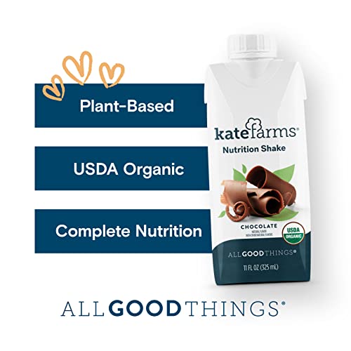 Kate Farms Organic Vegan Plant Based Nutrition Shake, Chocolate, 16G Of Protein, 27 Vitamins And Minerals, Meal Replacement Drinks, Protein Shake, Gluten Free, Non-Gmo, 11 Fl Oz (Pack Of 6) #TOP2