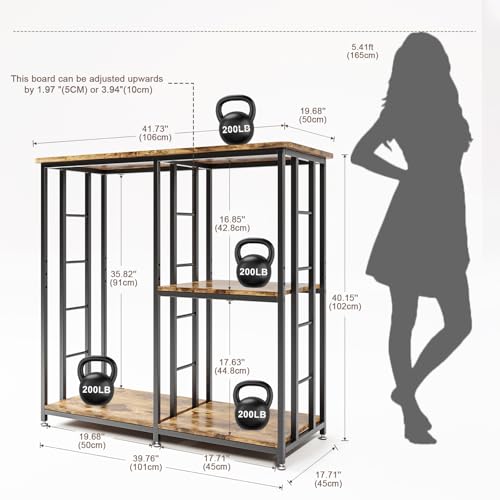 COCOLUCKY Mini Fridge Stand with Storage Space - Vintage Brown Coffee Bar Cabinet with Microwave and Fridge Shelf - Image 3