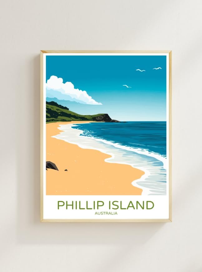 Phillip Island Australia Wall Art  Vintage Coastal Travel Poster of Cliffs, Waves & Seaside Views  Scenic Print for Beach House or Modern Home Decor