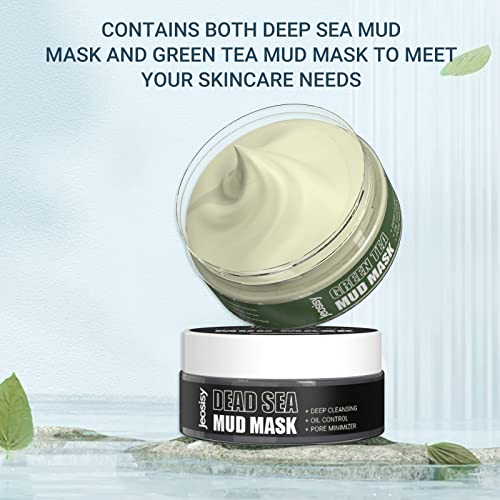 Jeosisy Clay Mask - Dead Sea Mud Mask,Green Tea Mud Mask For Face,Cleansing Pores,Remove Blackheads ,Control Oil,Anti-Oxidant,Brightening And Moisturizing,Facial Clay Mask Gift Sets For Women And Men-2.8Oz*2 #TOP6
