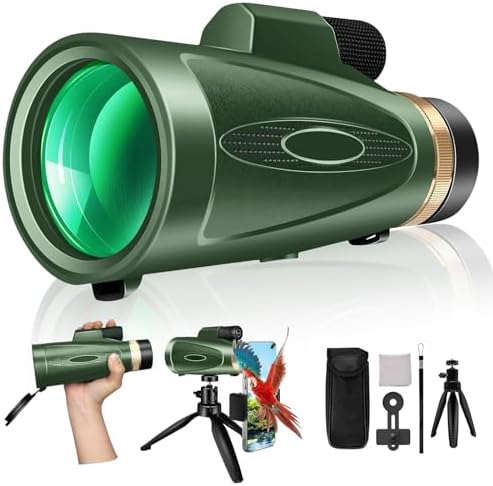 80x100 High Power Monocular with Smartphone Adapter & Tripod