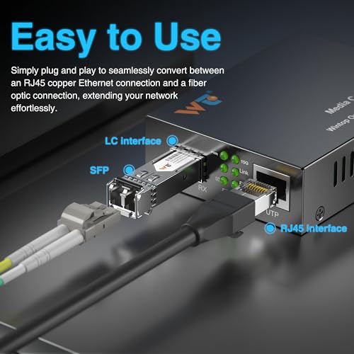 Image of 10G Fiber Ethernet Media Converter, Fiber Optic Transceiver | 10G SFP+ to RJ45 Media Converter
