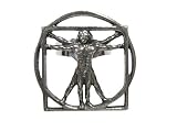 Kiola Designs Silver Toned Leonardo Da Vinci Vitruvian Man Outline Adjustable Size Fashion Ring