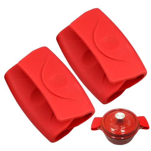 Silicone Hot Handle Holder - 2 Pot Handle Ear Sleeve | Thick Silicone Insulated Hand Clip | Heat Resistant Cast Iron Skillet Handle Covers | Non-Slip Pot Sleeves for Woks Soup Pot