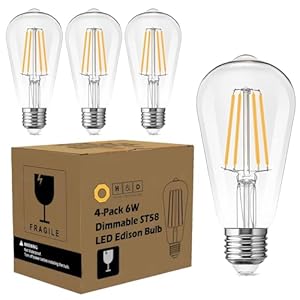 LED Light Bulbs Edison dimmable Bulbs 5000k Daylight White Light Bulbs,E26 Base Energy Saving Equivalent 60W Incandescent watt,Antique Glass Style for Home, Bedroom. (5000k Daylight White 4-Pack)