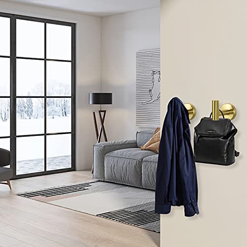 Nearmoon Bath Towel Hooks- Sus 304 Stainless Steel Robe Hook Holder, Heavy Duty Coat Hook For Bathroom Livingroom Hotel Kitchen Garage, Wall Mounted- 4 Pack (Brushed Gold) #TOP2