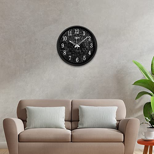 Image of Wakefit Wall Clock | 1 Year Warranty | Wall Clock for Home, Living Room /Bedroom, Ash Bricks Analog Clock (30.5 X 30.5 X 5.5 cms, Black)