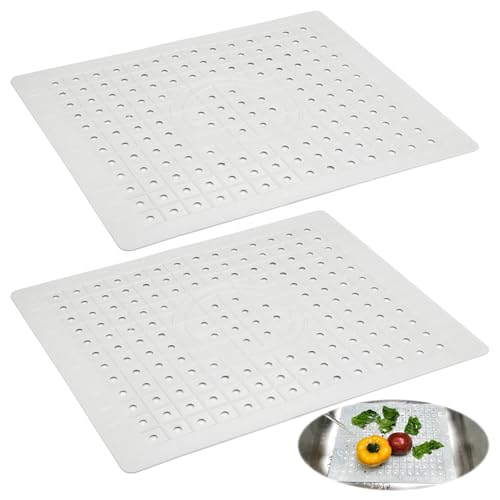 2 Piezas Alfombrilla Fregadero Cocina, 31*26 cm Alfombrilla Salvaplatos Fregadero, TPR Cortable Protector Mueble Fregadero, Cubre Fregadero Cocina Resistente al Calor para Frutas, Verduras, Cubiertos