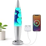 JAMBO Beautiful Liquid Lamp with USB Ports, 16' Motion Light with Blue Liquid Yellow Wax, Relaxing Nightlight, Mood Light for Bedroom, Living Room, Office - Adults, Teens, Kids
