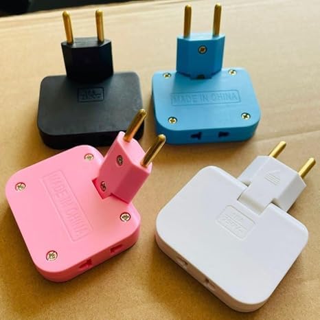 Universal Mini Slim Foldable Adapter Plug, 180 Degree Extension, Multi Outlet, 3 in 1 Multicolour Pack of 1-image-9
