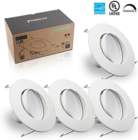 5/6" LED Rotatable Gimbal Downlight, High CRI 90+, ENERGY STAR, 13W (90W Replacement), 3000K (Warm White), Retrofit LED Recessed Lighting Fixture, LED Ceiling Light, Dimmable