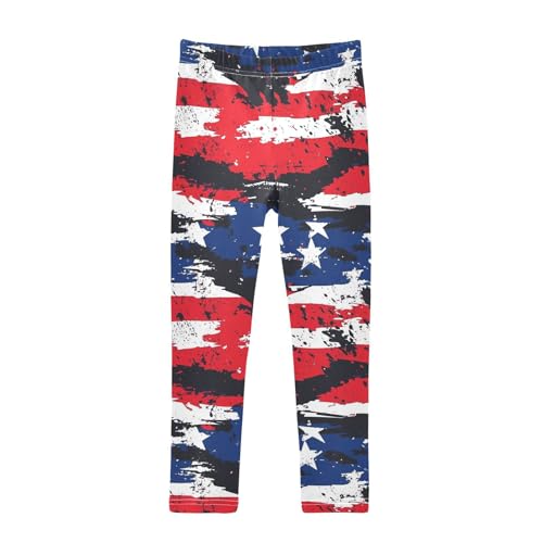 American Flag Camo Camouflage Girls Casual Leggings for Kids Printed Long Pant Bottoms Stretch and Soft