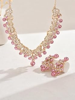 Shining Diva Fashion Latest Stylish Design Fancy Wedding Party Crystal Diamonds Necklace Jewellery Set for Women