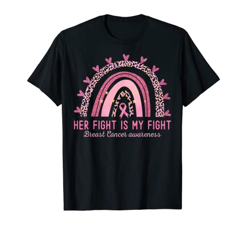 Cáncer de Mama Leopardo Rosa Arco Iris Su Lucha Es Mi Lucha Camiseta