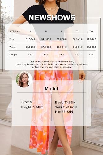 Image of Newshows Women's 2026 Lightweight Summer Wedding Guest Beach Vacation Casual V Neck Split Flowy Maxi Dress