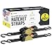 2 Auto Retract NO-RATCHETING Ratchet Straps | 1" x 10' Retractable SELF-CONTAINED Compact Cargo Strap Tiedowns for Motorcycles, ATVs, Bikes: Tight & Secure Pickup Trailer Tie-Down