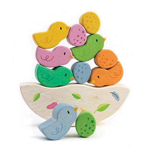 Tender Leaf Toys - Rocking Baby Birds - 12 Piece Balance Toy - STEM Toy - Early Learning to Develop Strategic Thinking and Fine Motor Skills - Wooden Toy Stacker & Balance Educational Game - Age 18m+