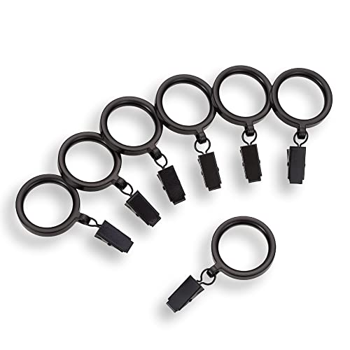 MODE Outdoor Collection Curtain Rings, Set of 14 Curtain Clips with Rings, Resin Rings with Clips for Curtains, Fits MODE Outdoor Curtain Rods, 1 3/8”, Dark Brown