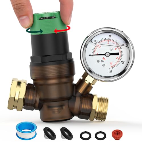 Adjustable Water Pressure Regulator for RV Camper with Gauge,2027 Update
