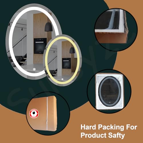 Image of Sunsyze Wall Mirror for Home Decor | Decorative Mirror for Living Room /Bathroom /Entryway Vanity Mirrors, Makeup | Elegant HD Glass (1, Oval) (Medium)