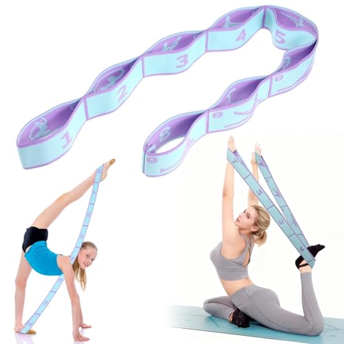 Stretching Bands，Qiundar Yoga Straps with 8 Adjustable Loops Leg Stretcher Strap Yoga Pull Strap Flexstrap for Pilates Dance Gymnastics Exercise