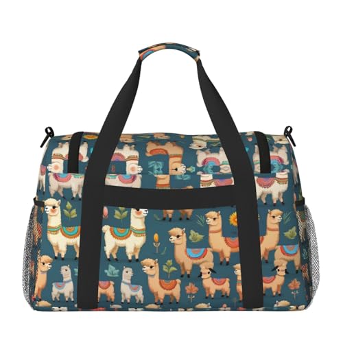 Indian Alpaca print Weekender Overnight Carry On Bag Gym Luggage Bag Duffel Bag for Travel Women2