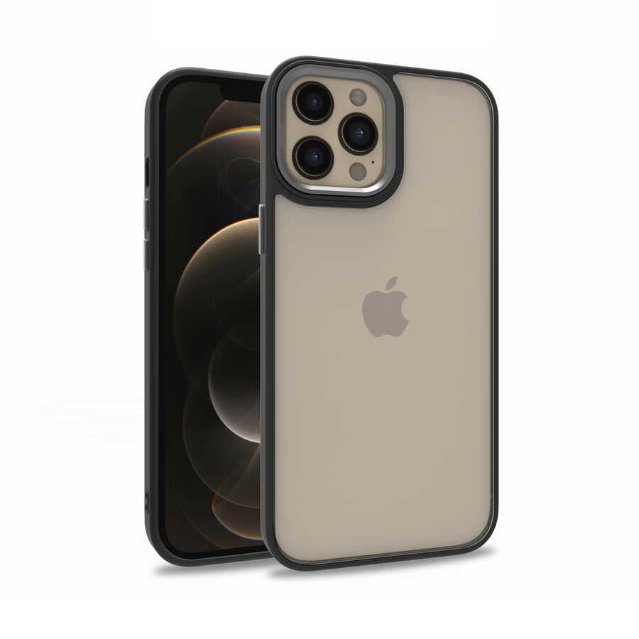 Zore Apple ile uyumlu iPhone 12 Pro Max Kılıf Flora Kapak Siyah