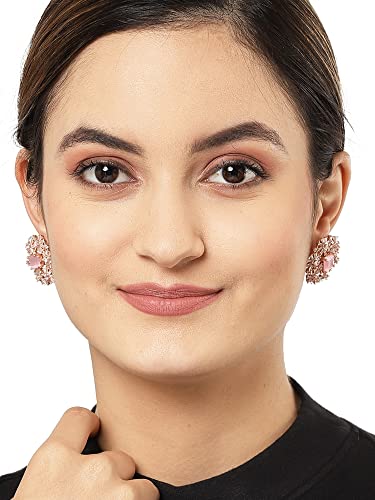 Image of Karatcart Women Green American Diamond Stud Earrings