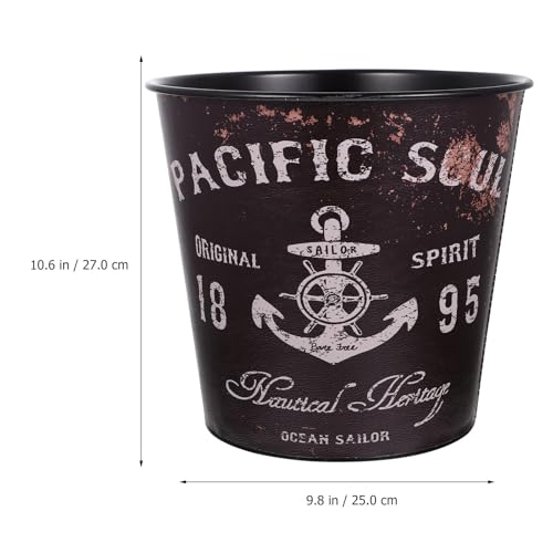 Bote de basura decorativo estilo europeo de hierro negro miniatura 2