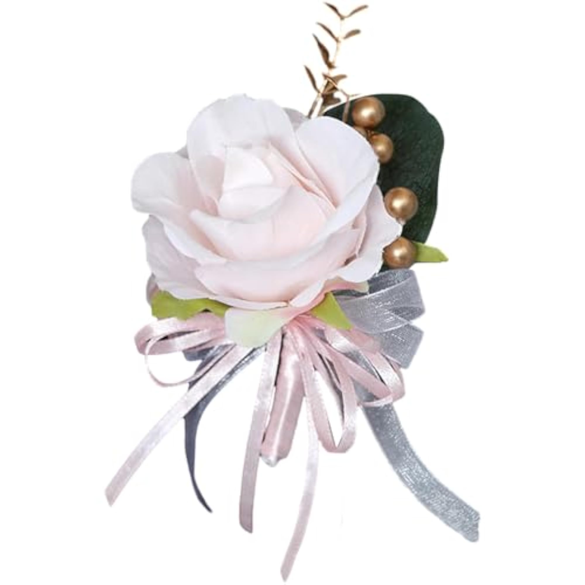 Light Pink Wedding Flower Boutonniere Brooch, Romantic Accessory