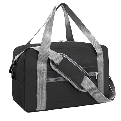 lifwimner Foldable Carry on Luggage Bag 22x14x9 Personal Item Bag for Airplanes Travel Duffel Bag for Women and Men (40L, Black)